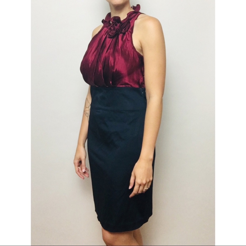 BCBGMaxAzria Navy and maroon pencil dress - Picture 4 of 4